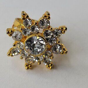Crystal and Gold Fashion Star Ring Adjustable Band